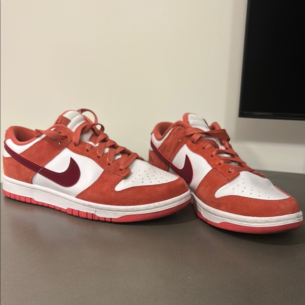 Nike Red and White suede Sneakers